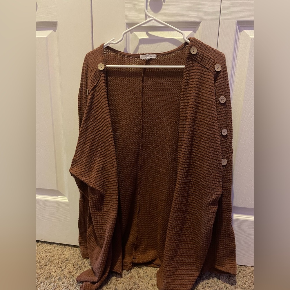 long brown/maroon cardigan